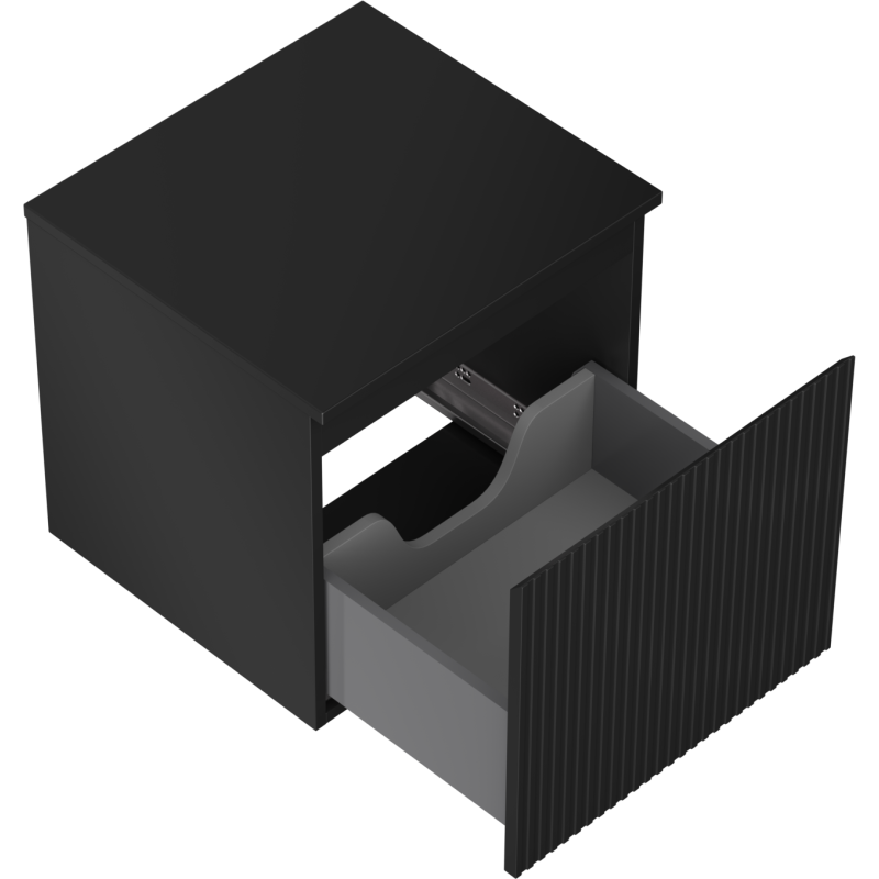 Mexen Rivel mueble de baño bajo lavabo de 50 cm con encimera, 1 cajón, acanalado, negro mate - 91A20-05047-1-BFC71