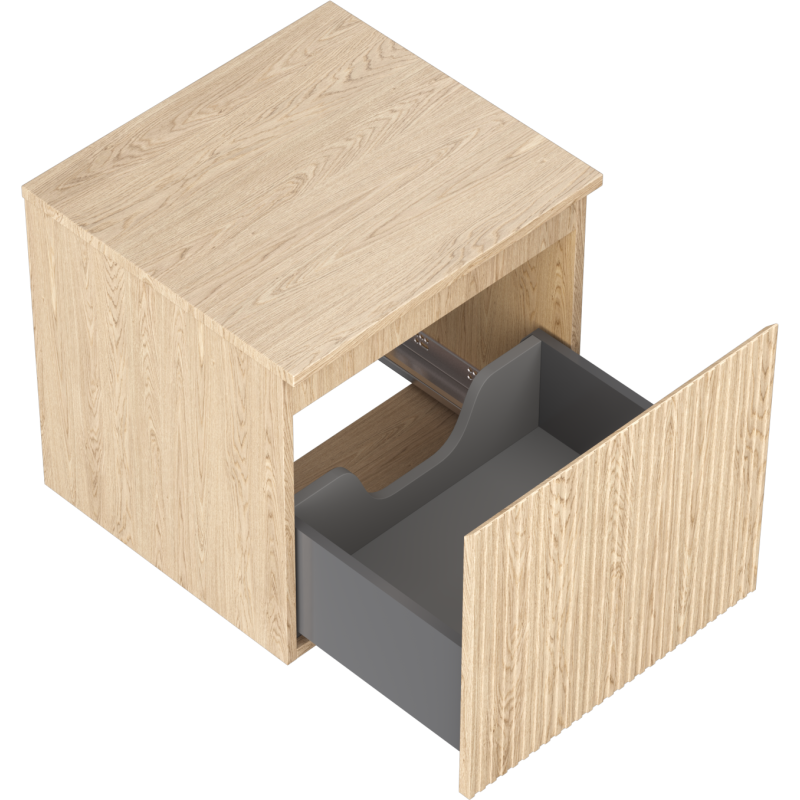 Mexen Rivel mueble de baño inferior para lavabo de 50 cm con encimera, 1 cajón, ranurado, roble - 91A20-05047-1-BFC81