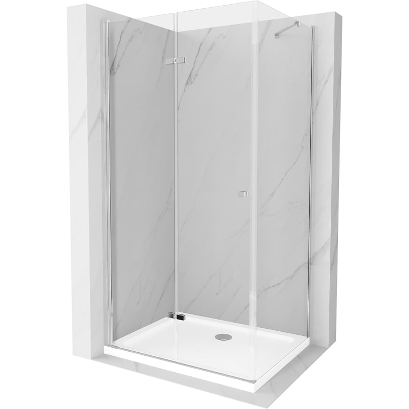 Mexen Lima folding shower cabin 110 x 100 cm, transparent, chrome + Flat shower tray - 856-110-100-01-00-4010