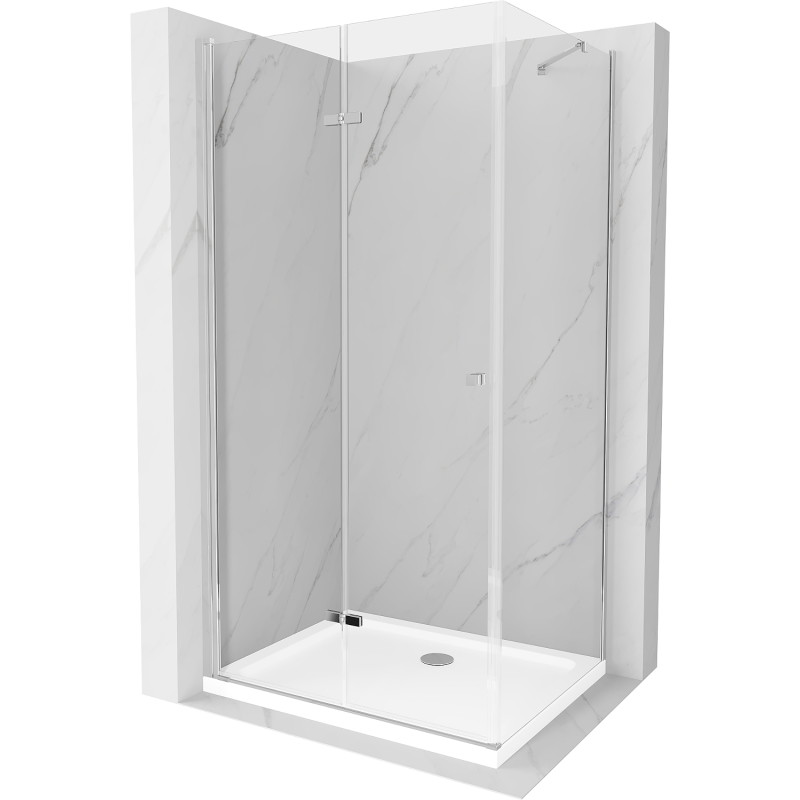 Mexen Lima sklopiva tuš kabina 120 x 70 cm, transparentna, krom + tuš kada Flat - 856-120-070-01-00-4010