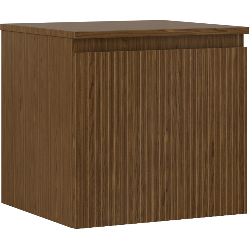 Mexen Rivel 50 cm Bathroom Cabinet with Countertop, 1 Drawer, Grooved, Walnut - 91A20-05047-1-BFC86