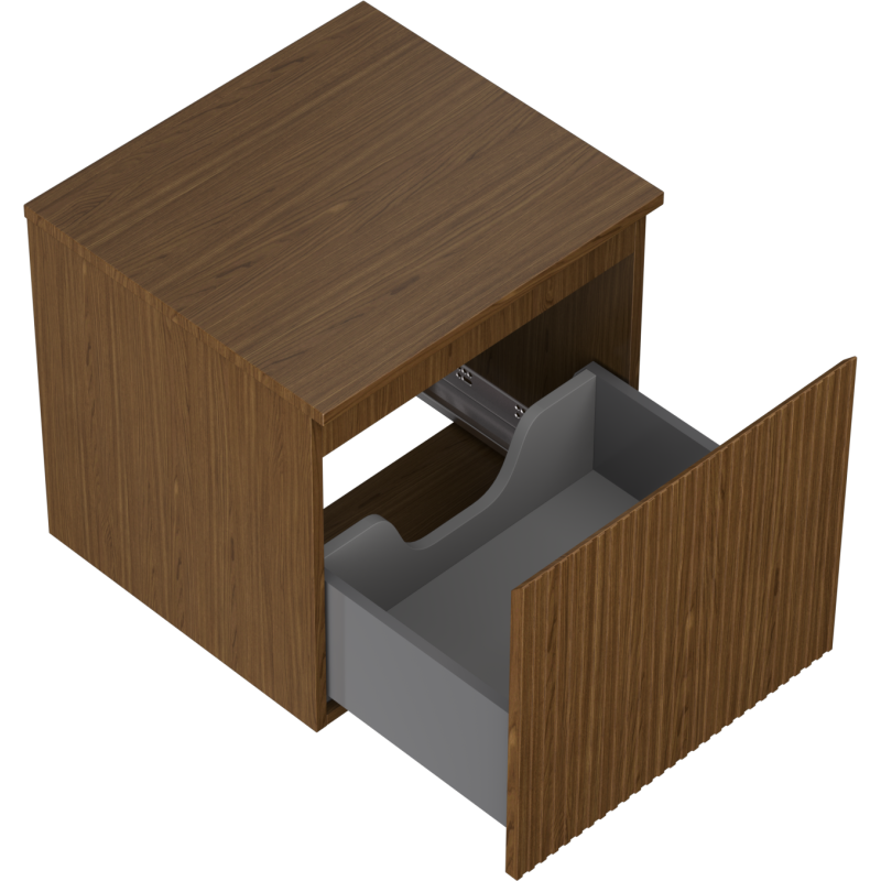 Mexen Rivel badkamerkastje onder wastafel 50 cm met blad, 1 lade, gegroefd, walnoot - 91A20-05047-1-BFC86