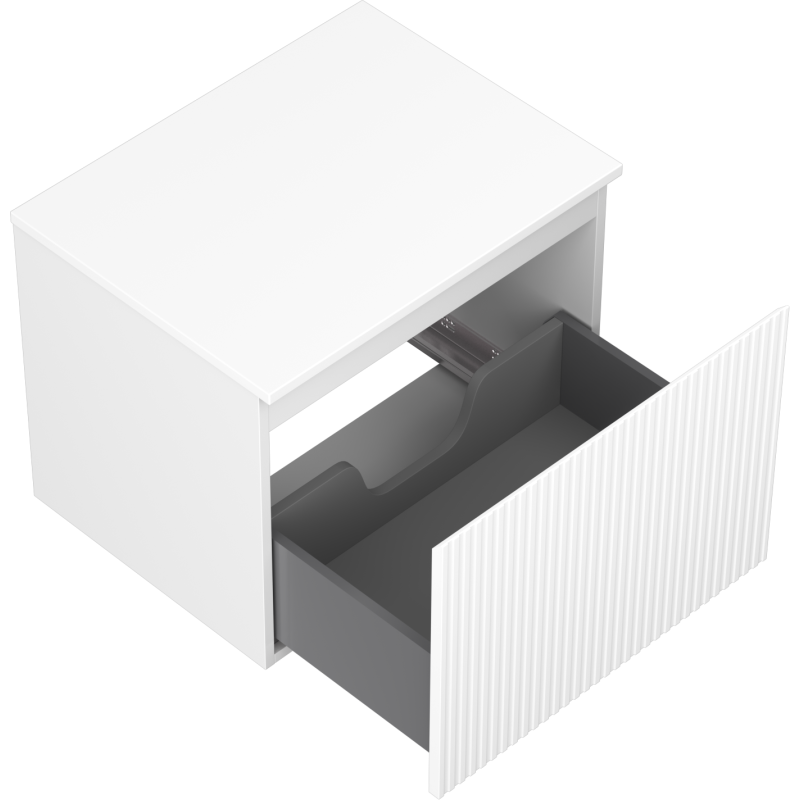 Mexen Rivel armário de casa de banho sob lavatório de 60 cm com tampo, 1 gaveta, canelado, branco mate - 91A20-06047-1-BFC01