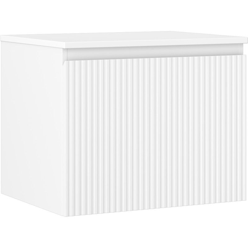 Mexen Rivel armario de baño bajo lavabo de 60 cm con encimera, 1 cajón, acanalado, blanco mate - 91A20-06047-1-BFC01