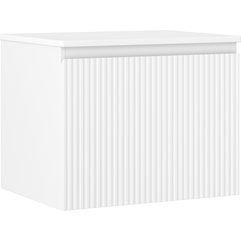 Mexen Rivel szafka łazienkowa podumywalkowa 60 cm z blatem, 1 szuflada, ryflowana , biała mat - 91A20-06047-1-BFC01