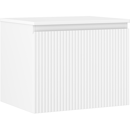 Mexen Rivel bathroom cabinet for washbasin 60 cm with countertop, 1 drawer, grooved, white matte - 91A20-06047-1-BFC01