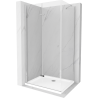 Mexen Lima Faltdusche 120 x 100 cm, transparent, Chrom + Duschwanne Flat - 856-120-100-01-00-4010
