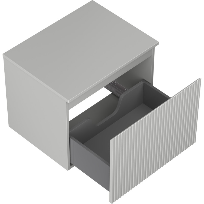 Mexen Rivel Badezimmerunterschrank 60 cm mit Arbeitsplatte, 1 Schublade, gerillt, grau matt - 91A20-06047-1-BFC62