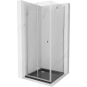 Mexen Lima vouwbare douchecabine 80 x 80 cm, transparant, chroom + Flat douchebak, zwart - 856-080-080-01-00-4070
