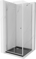 Mexen Lima sklopiva tuš kabina 80 x 80 cm, transparentna, krom + tuš kada Flat, crna - 856-080-080-01-00-4070