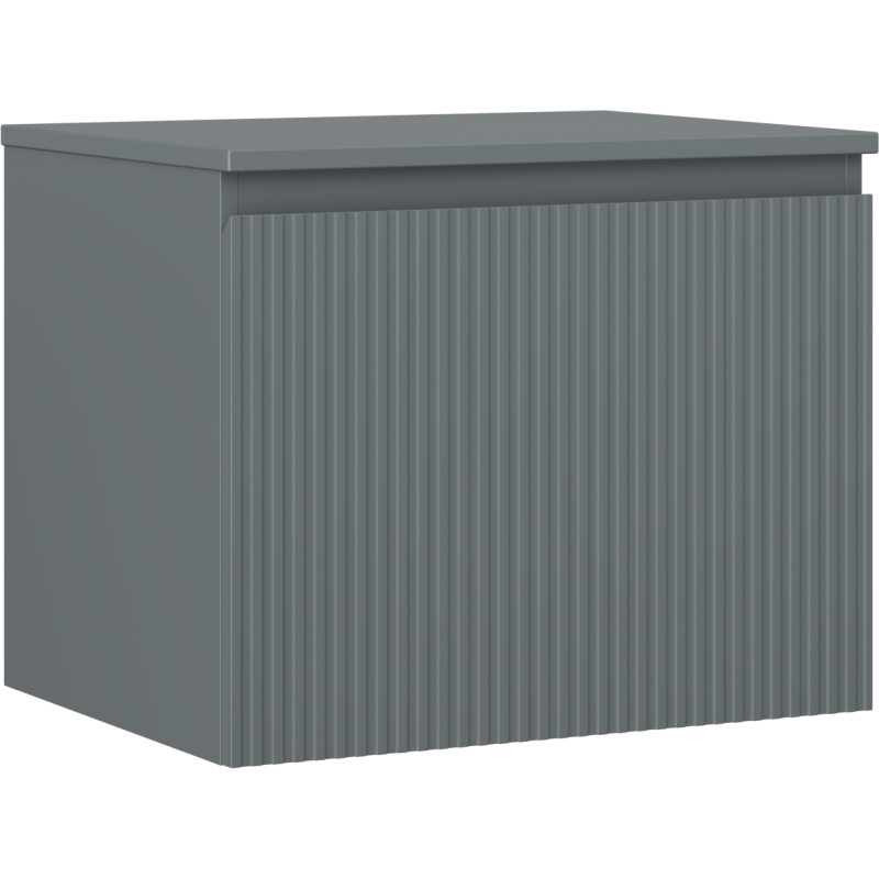 Mexen Rivel armoire de salle de bain sous-lavabo 60 cm avec plateau, 1 tiroir, rainurée, graphite mat - 91A20-06047-1-BFC66