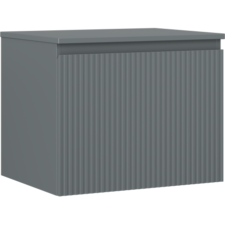 Mexen Rivel szafka łazienkowa podumywalkowa 60 cm z blatem, 1 szuflada, ryflowana , grafit mat - 91A20-06047-1-BFC66