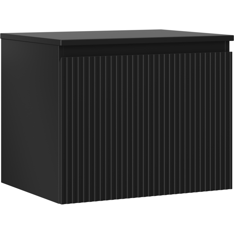 Mexen Rivel Badezimmer-Unterschrank 60 cm mit Arbeitsplatte, 1 Schublade, geriffelt, schwarz matt - 91A20-06047-1-BFC71