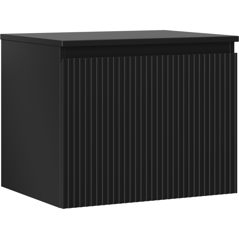 Mexen Rivel badkamermeubel onder wastafel 60 cm met blad, 1 lade, gefreesd, zwart mat - 91A20-06047-1-BFC71