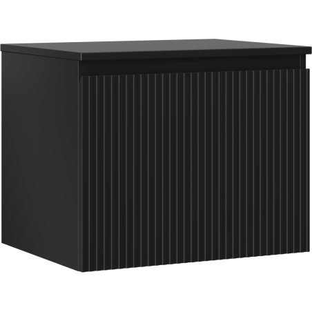 Mexen Rivel Badezimmer-Unterschrank 60 cm mit Arbeitsplatte, 1 Schublade, geriffelt, schwarz matt - 91A20-06047-1-BFC71