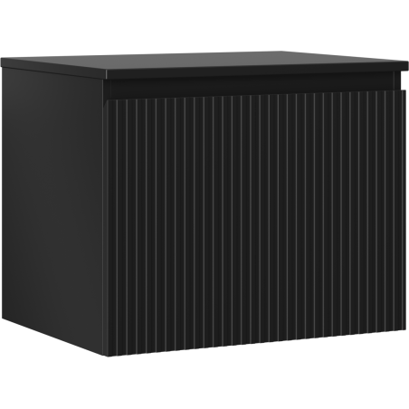 Mexen Rivel badkamermeubel onder wastafel 60 cm met blad, 1 lade, gefreesd, zwart mat - 91A20-06047-1-BFC71