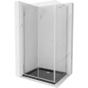 Mexen Lima Duschkabine faltbar 90 x 100 cm, transparent, Chrom + Duschwanne Flat, schwarz - 856-090-100-01-00-4070