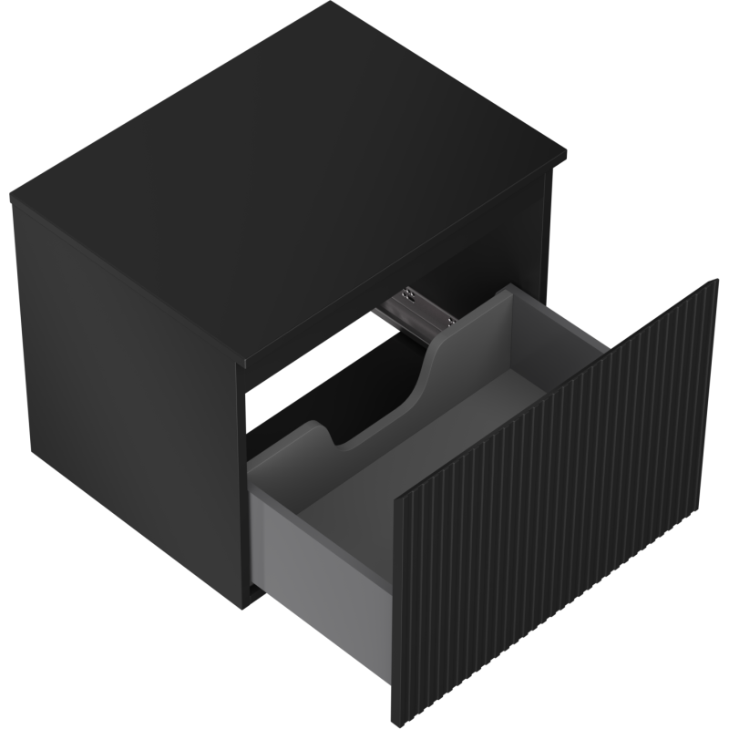Mexen Rivel armario de baño bajo lavabo de 60 cm con encimera, 1 cajón, estriado, negro mate - 91A20-06047-1-BFC71