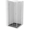 Mexen Lima cabine de douche pliante 90 x 90 cm, transparent, chromée + receveur Flat, noir - 856-090-090-01-00-4070