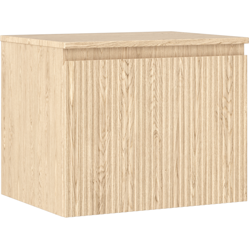 Mexen Rivel Badezimmerschrank mit Waschtischplatte 60 cm, 1 Schublade, geriffelt, Eiche - 91A20-06047-1-BFC81