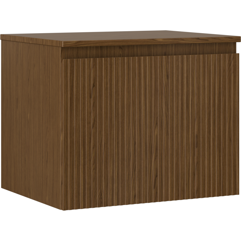 Mexen Rivel badkamerkast onder de wastafel 60 cm met blad, 1 lade, geribd, noten - 91A20-06047-1-BFC86