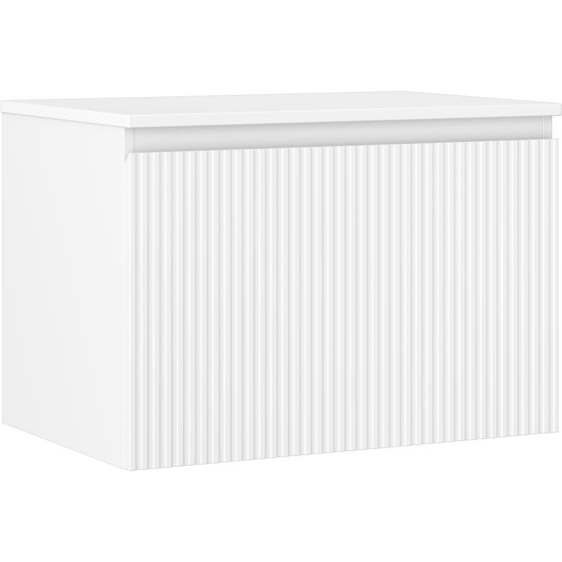 Mexen Rivel Badezimmerunterschrank 70 cm mit Arbeitsplatte, 1 Schublade, geriffelt, weiß matt - 91A20-07047-1-BFC01