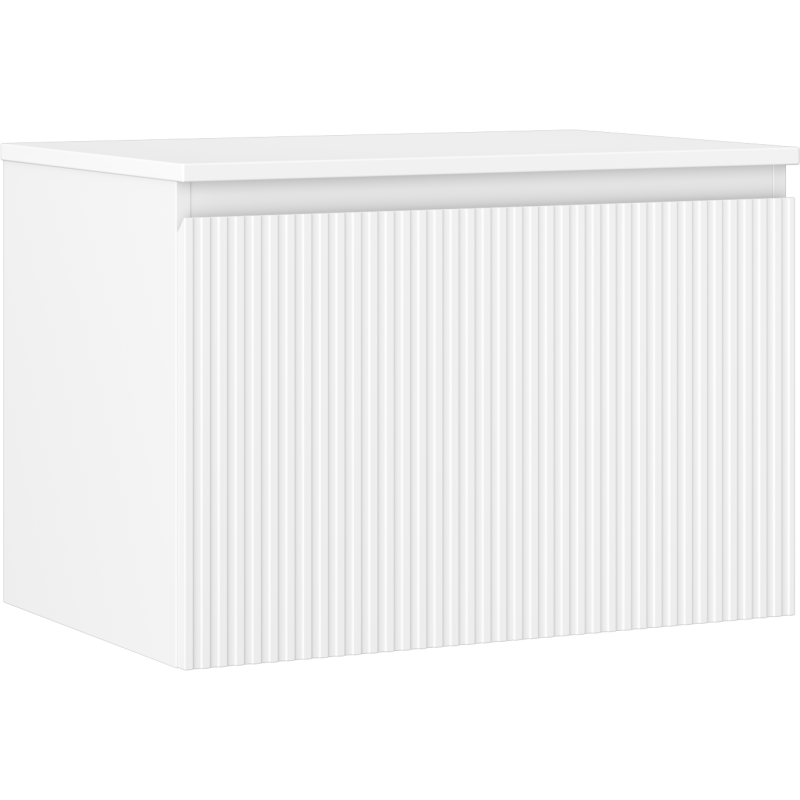 Mexen Rivel badkamerkast onder de wastafel 70 cm met blad, 1 lade, gegroefd, mat wit - 91A20-07047-1-BFC01