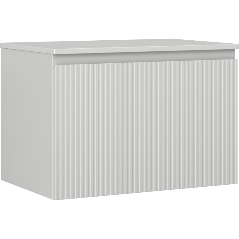 Mexen Rivel badkamerkastje voor onder de wastafel 70 cm met blad, 1 lade, geribbeld, grijs mat - 91A20-07047-1-BFC62
