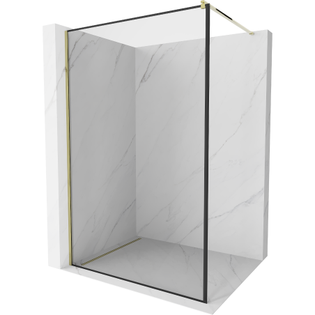 Mexen Kioto Walk-in Shower Wall 100 x 200 cm, Black Frame 8 mm, Gold - 800-100-101-50-70