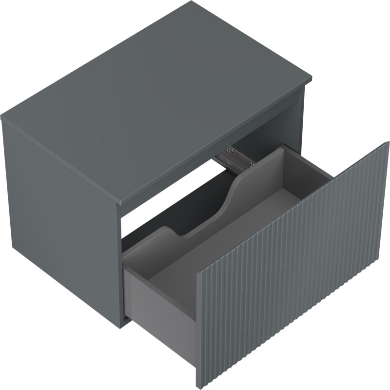 Mexen Rivel badkamerkast onder wastafel 70 cm met blad, 1 lade, gegroefd, grafiet mat - 91A20-07047-1-BFC66