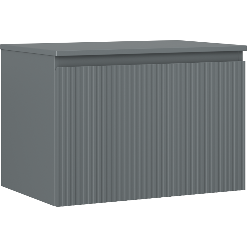 Mexen Rivel badkamerkastje onderkast 70 cm met blad, 1 lade, geribbeld, mat grafiet - 91A20-07047-1-BFC66