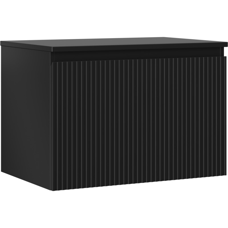 Mexen Rivel mobile bagno sotto il lavabo 70 cm con piano, 1 cassetto, scanalato, nero opaco - 91A20-07047-1-BFC71