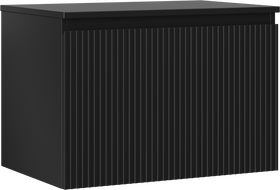 Mexen Rivel kylpyhuoneen allaskaappi 70 cm, jossa taso, 1 laatikko, uurrettu, musta matta - 91A20-07047-1-BFC71