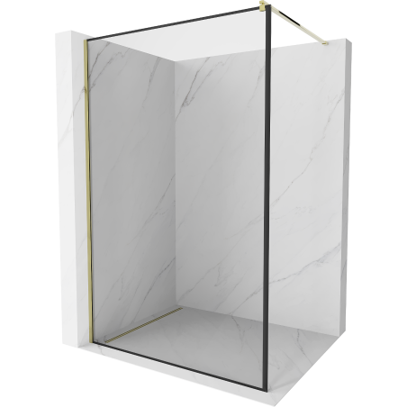 Mexen Kioto paroi de douche Walk-in 110 x 200 cm, cadre noir 8 mm, or - 800-110-101-50-70