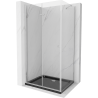 Mexen Lima cabine de douche pliante 120 x 90 cm, transparent, chromé + bac à douche Flat, noir - 856-120-090-01-00-4070