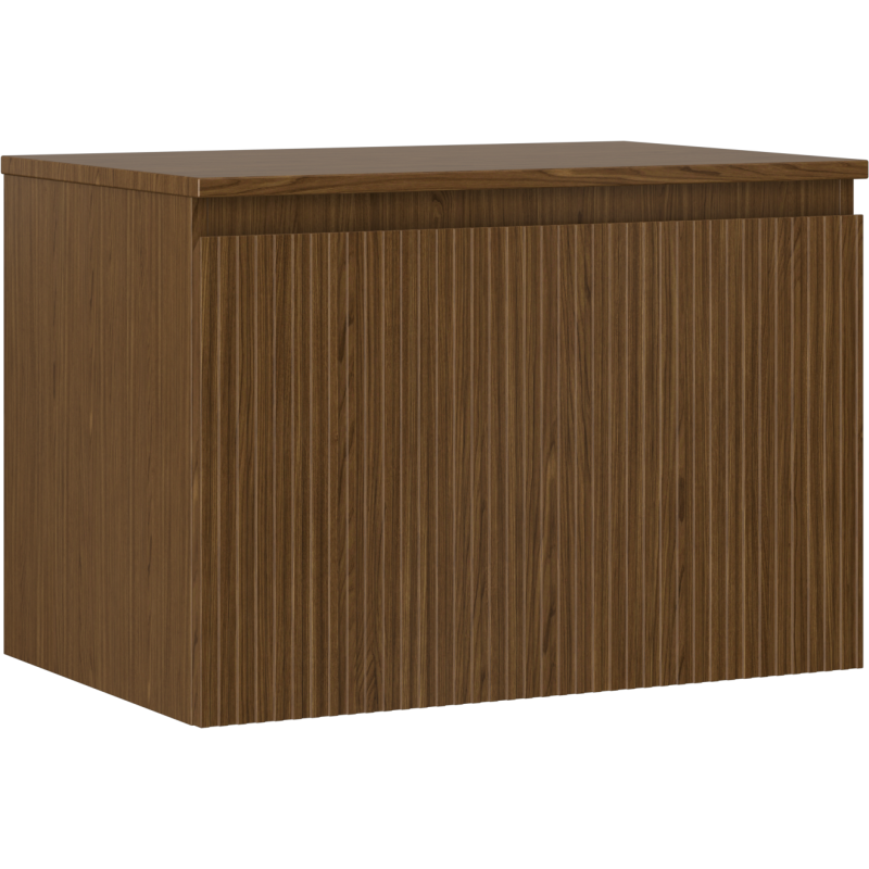 Mexen Rivel Badezimmerschrank für Waschbecken 70 cm mit Arbeitsplatte, 1 Schublade, geriffelt, Nussbaum - 91A20-07047-1-BFC86