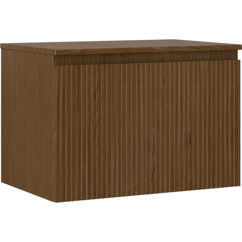 Mexen Rivel Bathroom Cabinet 70 cm with Countertop, 1 Drawer, Fluted, Walnut - 91A20-07047-1-BFC86