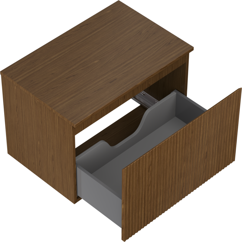 Mexen Rivel Bathroom Cabinet 70 cm with Countertop, 1 Drawer, Fluted, Walnut - 91A20-07047-1-BFC86