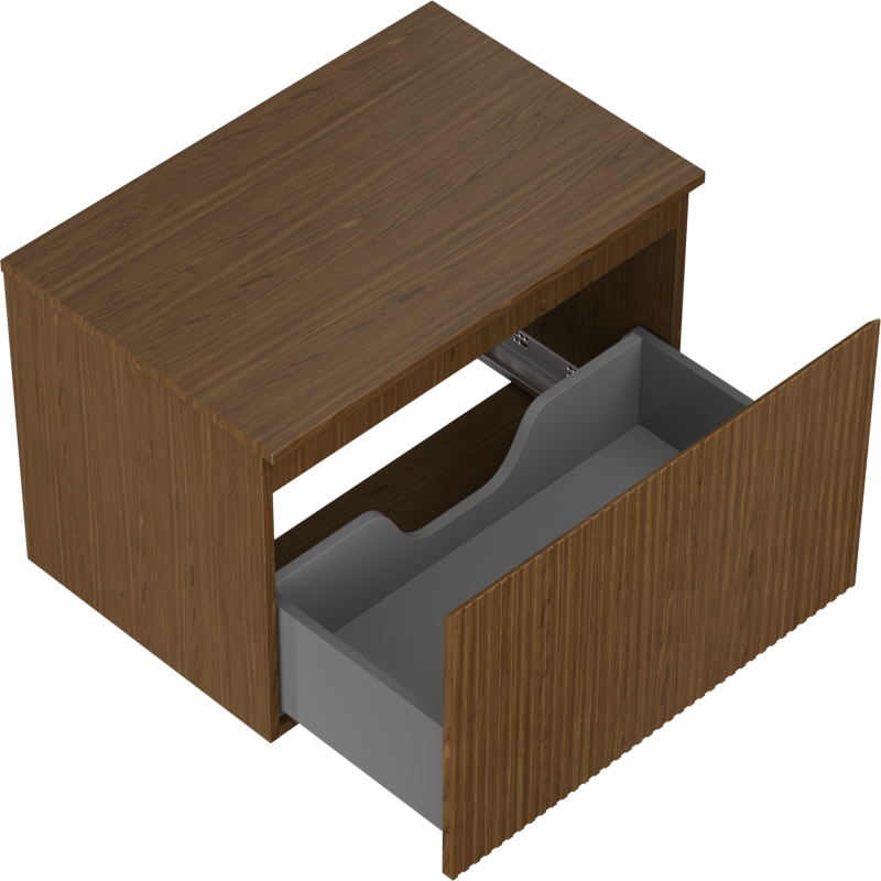 Mexen Rivel mueble de baño bajo lavabo 70 cm con encimera, 1 cajón, ranurado, nogal - 91A20-07047-1-BFC86