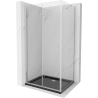 Mexen Lima folding shower cabin 80 x 120 cm, transparent, chrome + Flat black shower tray - 856-080-120-01-00-4070