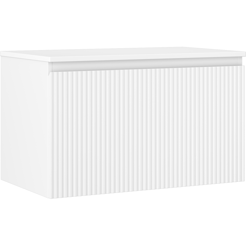Mexen Rivel szafka łazienkowa podumywalkowa 80 cm z blatem, 1 szuflada, ryflowana , biała mat - 91A20-08047-1-BFC01