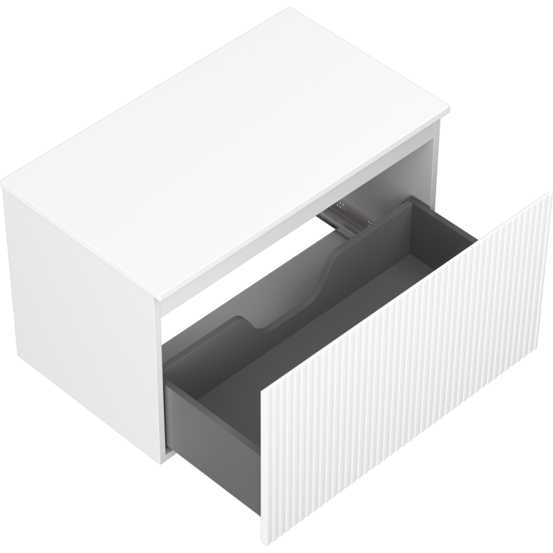 Mexen Rivel gabinete de baño bajo lavabo de 80 cm con encimera, 1 cajón, ranurado, blanco mate - 91A20-08047-1-BFC01