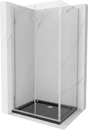 Mexen Lima folding shower enclosure 90 x 120 cm, transparent, chrome + Flat tray, black - 856-090-120-01-00-4070