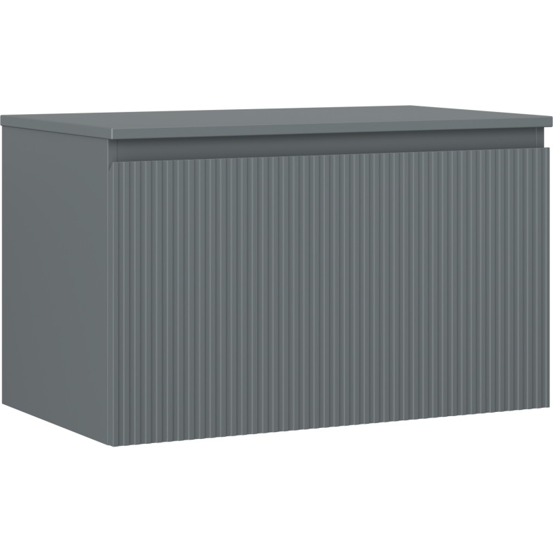 Mexen Rivel armario de baño bajo lavabo de 80 cm con encimera, 1 cajón, ranurado, grafito mate - 91A20-08047-1-BFC66