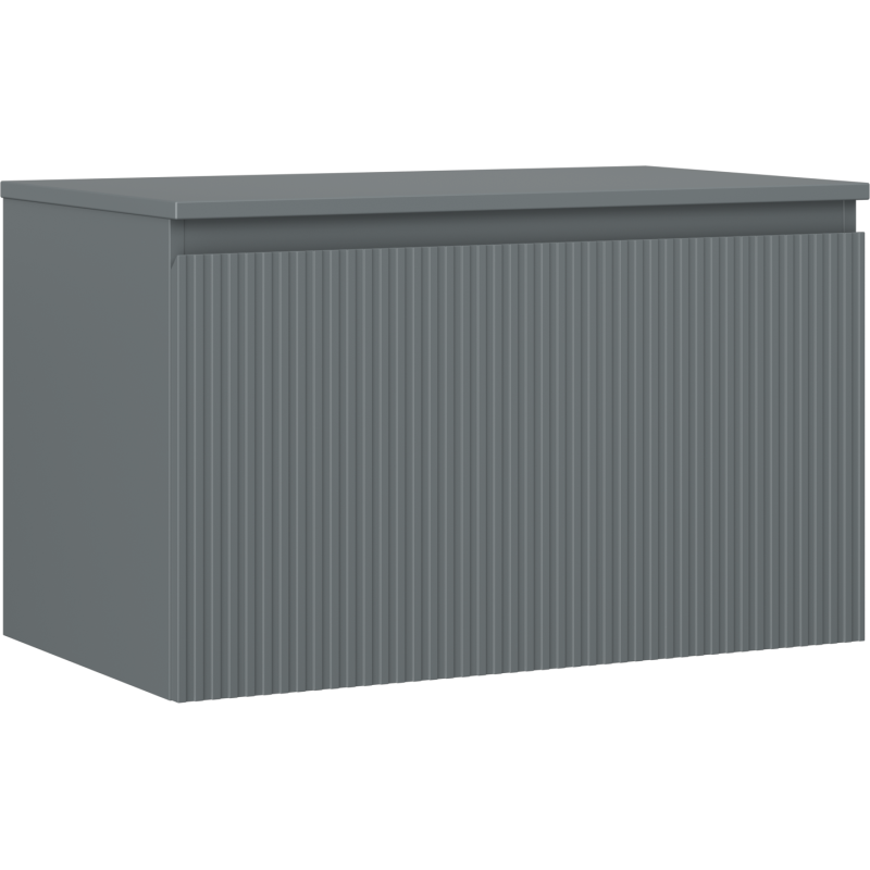 Mexen Rivel badmeubelkastje onder wastafel 80 cm met blad, 1 lade, gegroefd, grafiet mat - 91A20-08047-1-BFC66