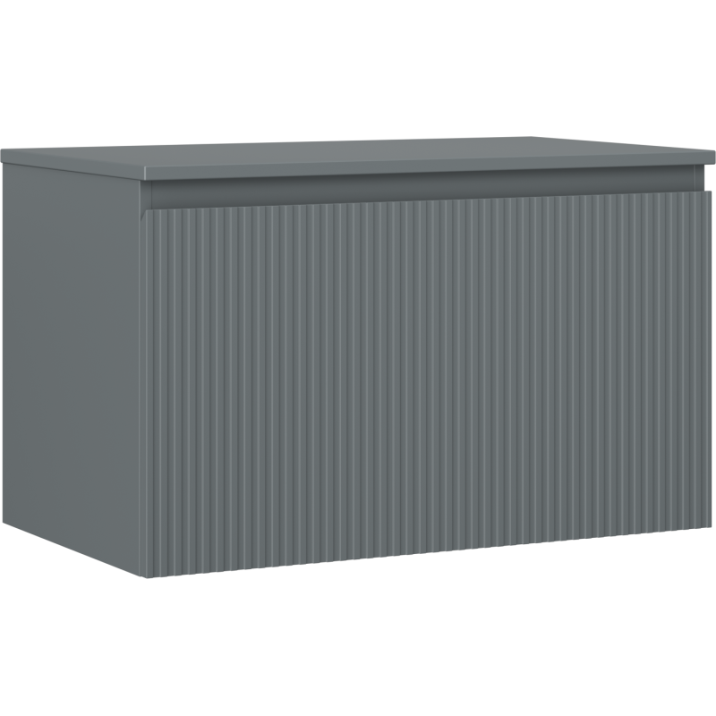 Mexen Rivel szafka łazienkowa podumywalkowa 80 cm z blatem, 1 szuflada, ryflowana , grafit mat - 91A20-08047-1-BFC66