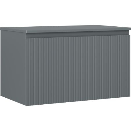 Mexen Rivel badmeubelkastje onder wastafel 80 cm met blad, 1 lade, gegroefd, grafiet mat - 91A20-08047-1-BFC66