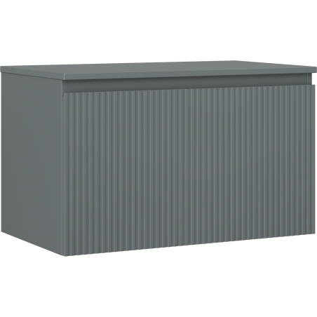 Mexen Rivel szafka łazienkowa podumywalkowa 80 cm z blatem, 1 szuflada, ryflowana , grafit mat - 91A20-08047-1-BFC66