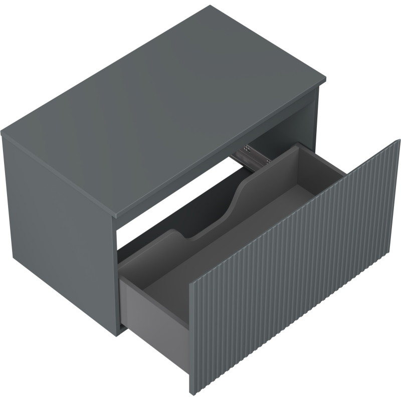 Mexen Rivel badkamerkast onder de wastafel 80 cm met blad, 1 lade, gegroefd, mat grafiet - 91A20-08047-1-BFC66