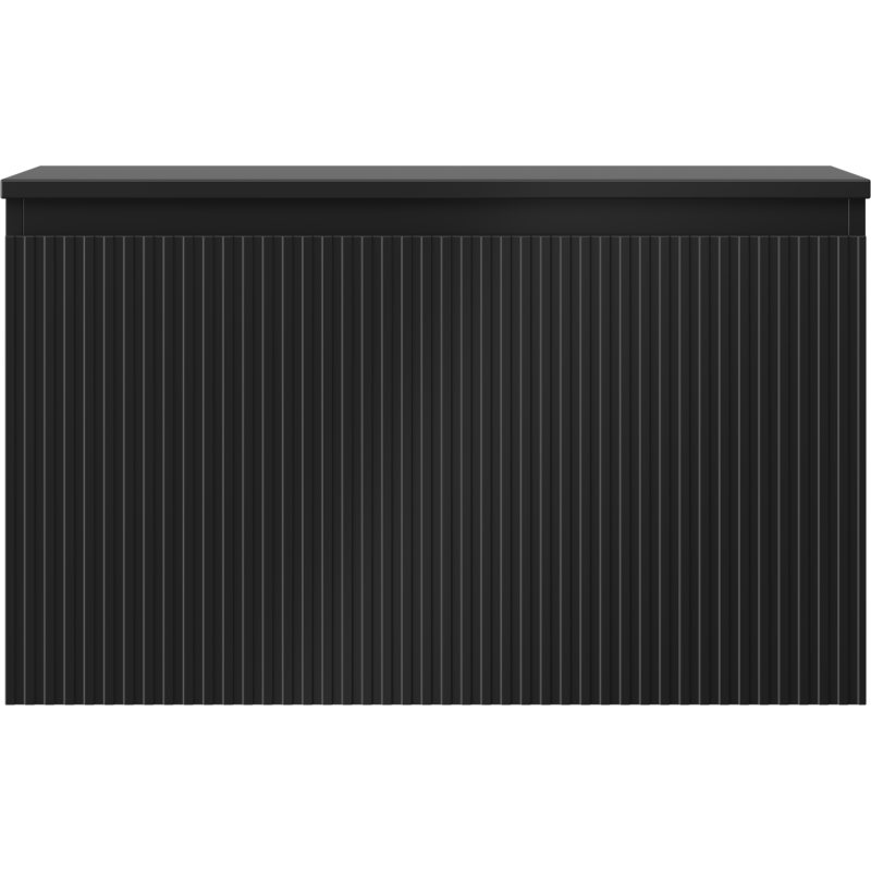 Mexen Rivel meuble de salle de bain sous lavabo 80 cm avec plateau, 1 tiroir, rainuré, noir mat - 91A20-08047-1-BFC71